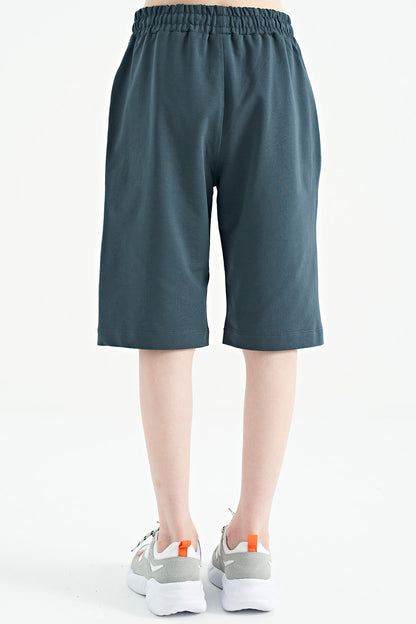 Forest Green Printed Laced Embroidery Detailed Standard Pattern Boys Shorts - 11129