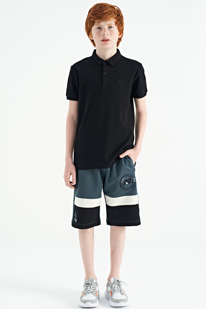 Forest Green Printed Laced Embroidery Detailed Standard Pattern Boys Shorts - 11129