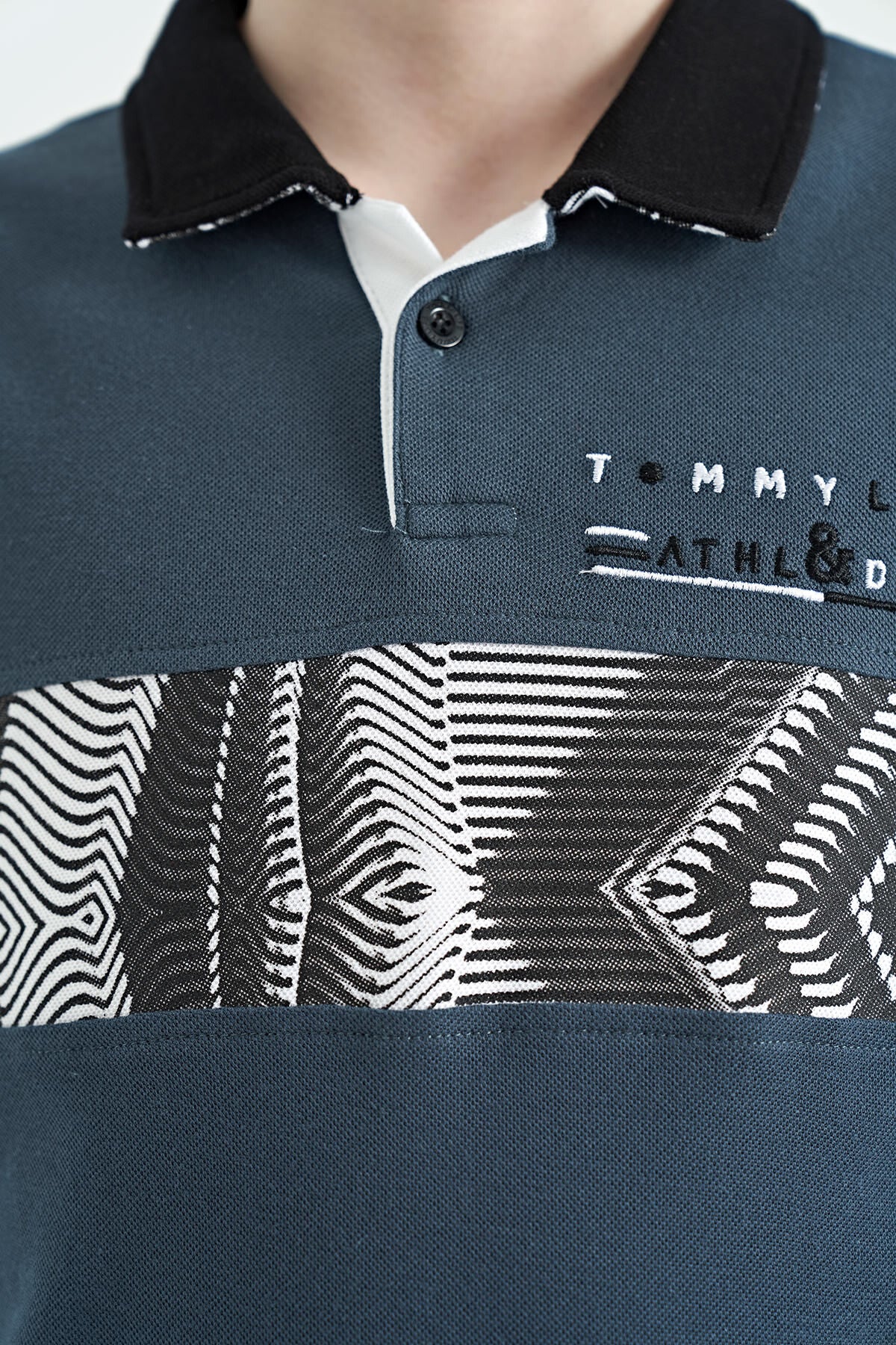 Forest Green Striped Print Detailed Polo Collar Standard Cut Boys' T-Shirt - 11162