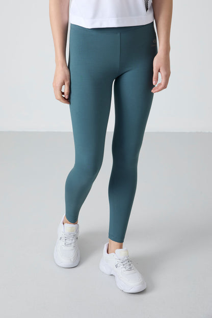 Forest Green High Waist Wrap-up Slim Fit Tapered Leg Women's Tights - 94011