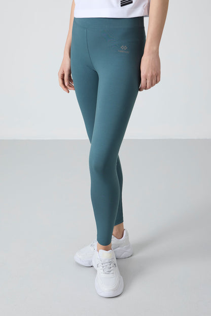 Forest Green High Waist Wrap-up Slim Fit Tapered Leg Women's Tights - 94011