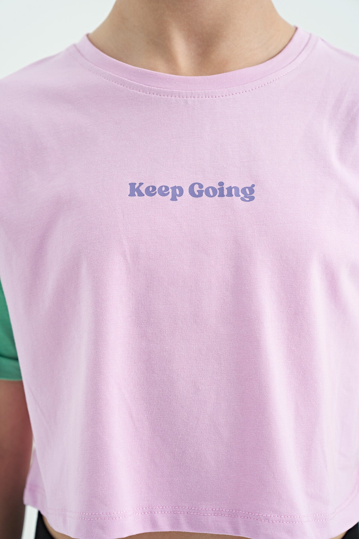 Pink Print O Collar Low Shoulder Oversize Girls T-Shirt - 75130