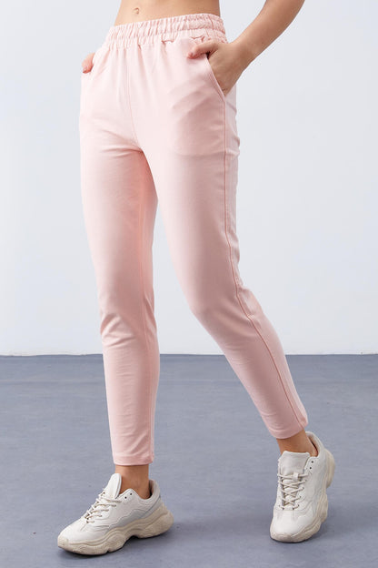 Pink high-waisted jogger comfy form short sleeve women tracksuit Pants