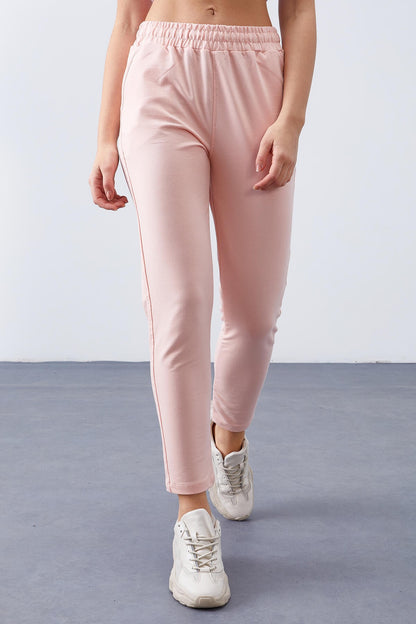 Pink high-waisted jogger comfy form short sleeve women tracksuit Pants