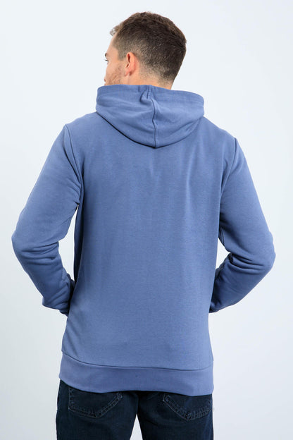 Petrol Basic Hooded Comfort Fit Embroidered Detailed Zipper Men's Sweatshirt - 88035