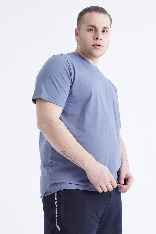 Petrol Basic Short Sleeve O Collar Large Size Men's T-Shirt - 88072