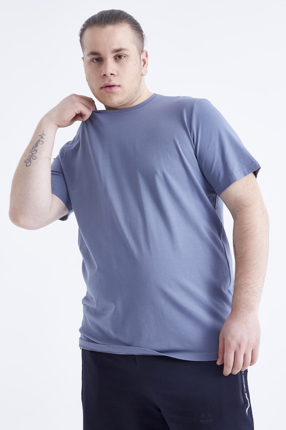 Petrol Basic Short Sleeve O Collar Large Size Men's T-Shirt - 88072