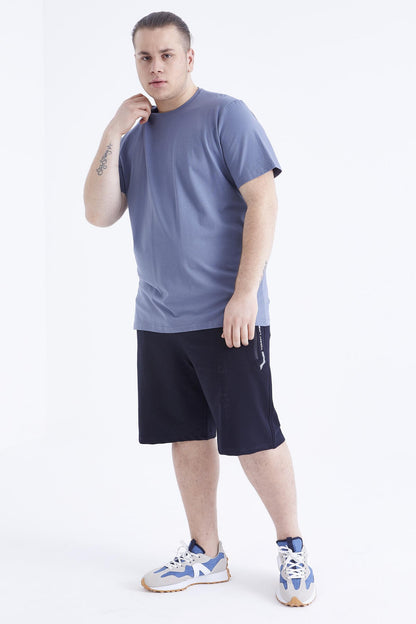 Petrol Basic Short Sleeve O Collar Large Size Men's T-Shirt - 88072