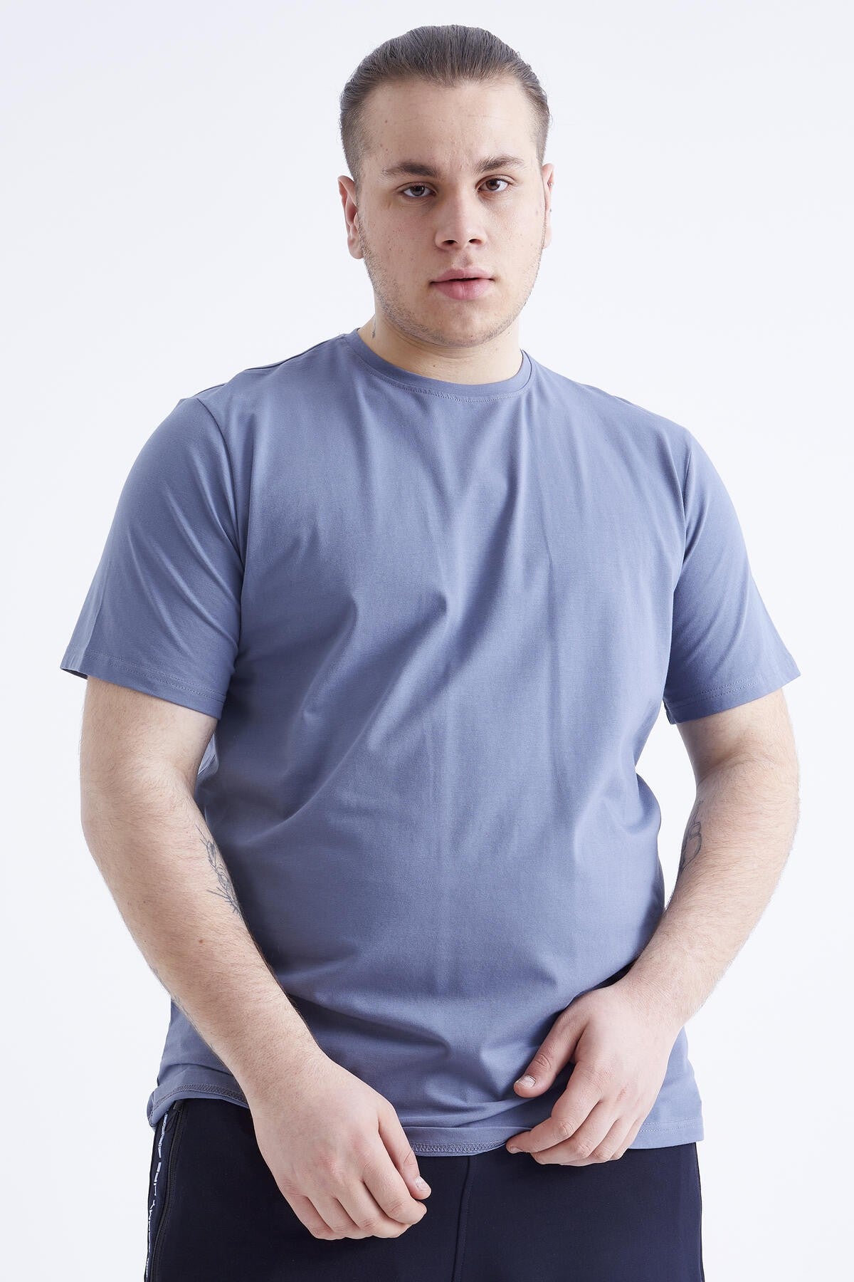 Petrol Basic Short Sleeve O Collar Large Size Men's T-Shirt - 88072