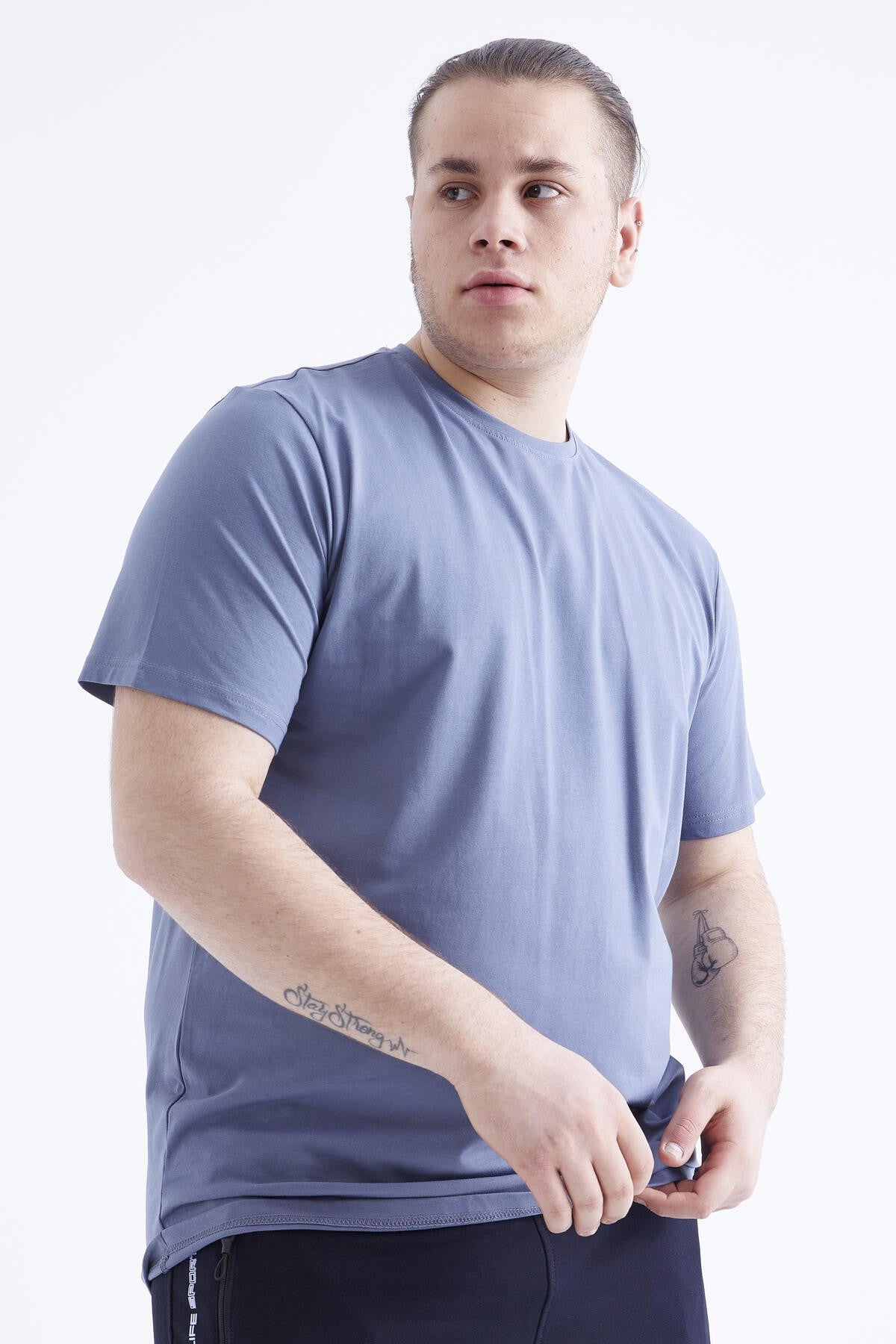 Petrol Basic Short Sleeve O Collar Large Size Men's T-Shirt - 88072