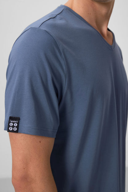 Petrol Basic Short Sleeve Standard Fit V-Neck Men's T-Shirt - 87912