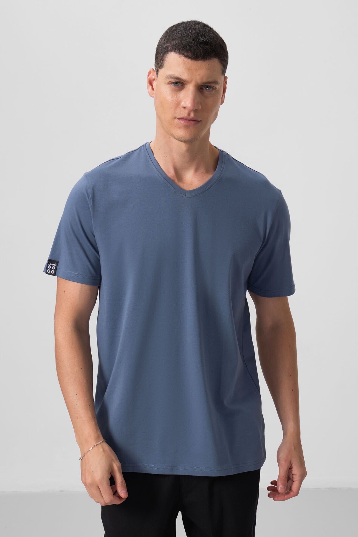 Petrol Basic Short Sleeve Standard Fit V-Neck Men's T-Shirt - 87912