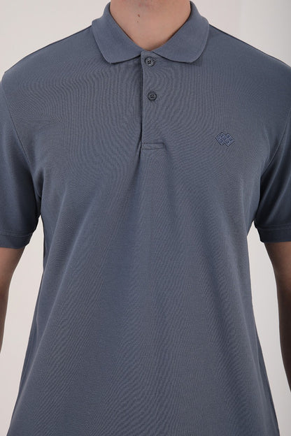 Petrol Basic Logo Standard Fit Knitted Polo Collar Men's T-Shirt - 87748