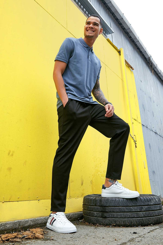 Petrol Basic Logo Standard Fit Knitted Polo Collar Men's T-Shirt - 87748