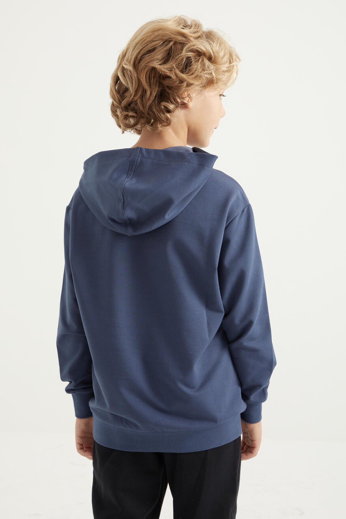 Petrol Print Kangaroo Pocket Hooded Regular Fit Boys' Sweatshirt - 11002