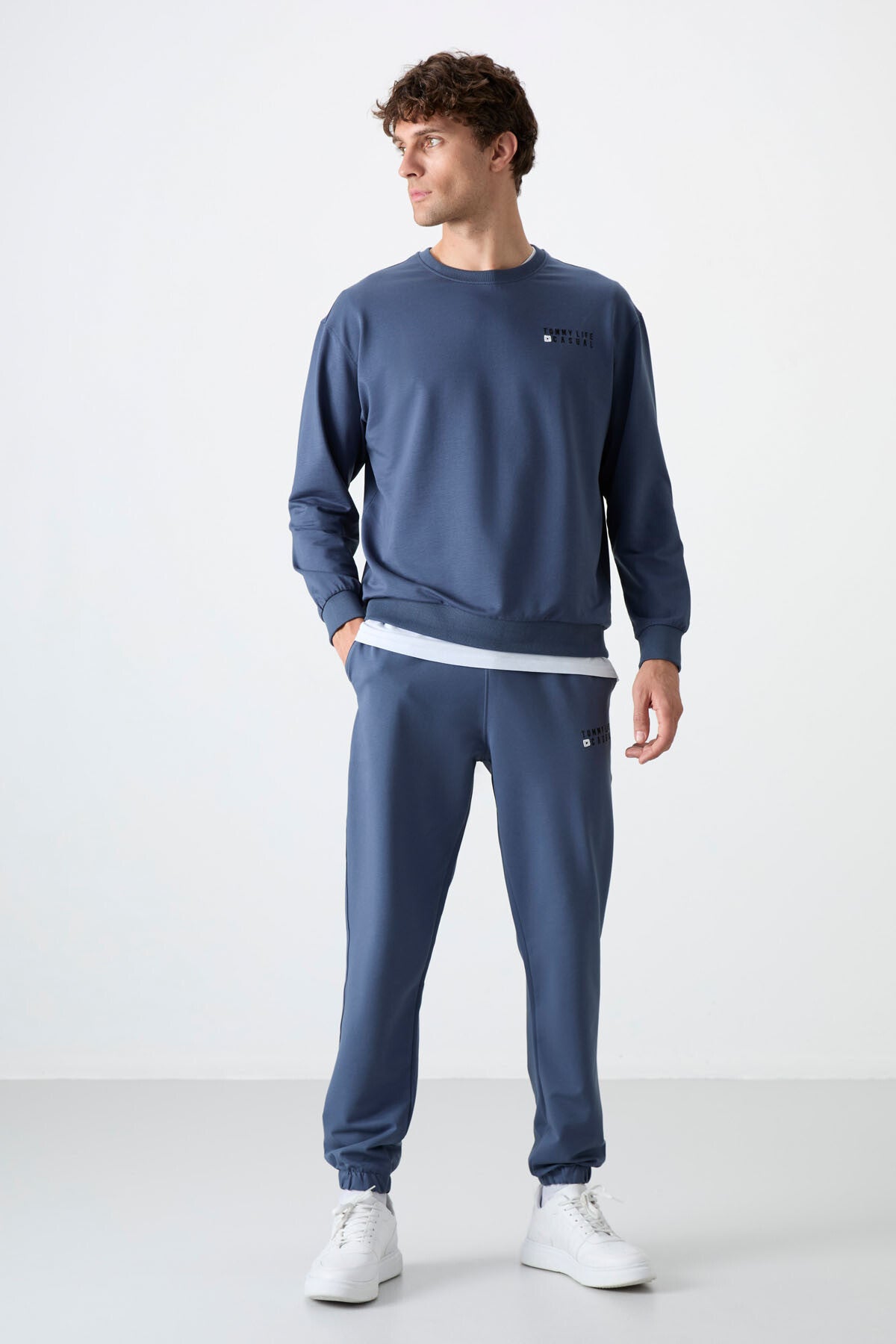 Petrol Casual O Neck Elastic Cuffed Cotton Men's Oversize Tracksuit Set - 85120