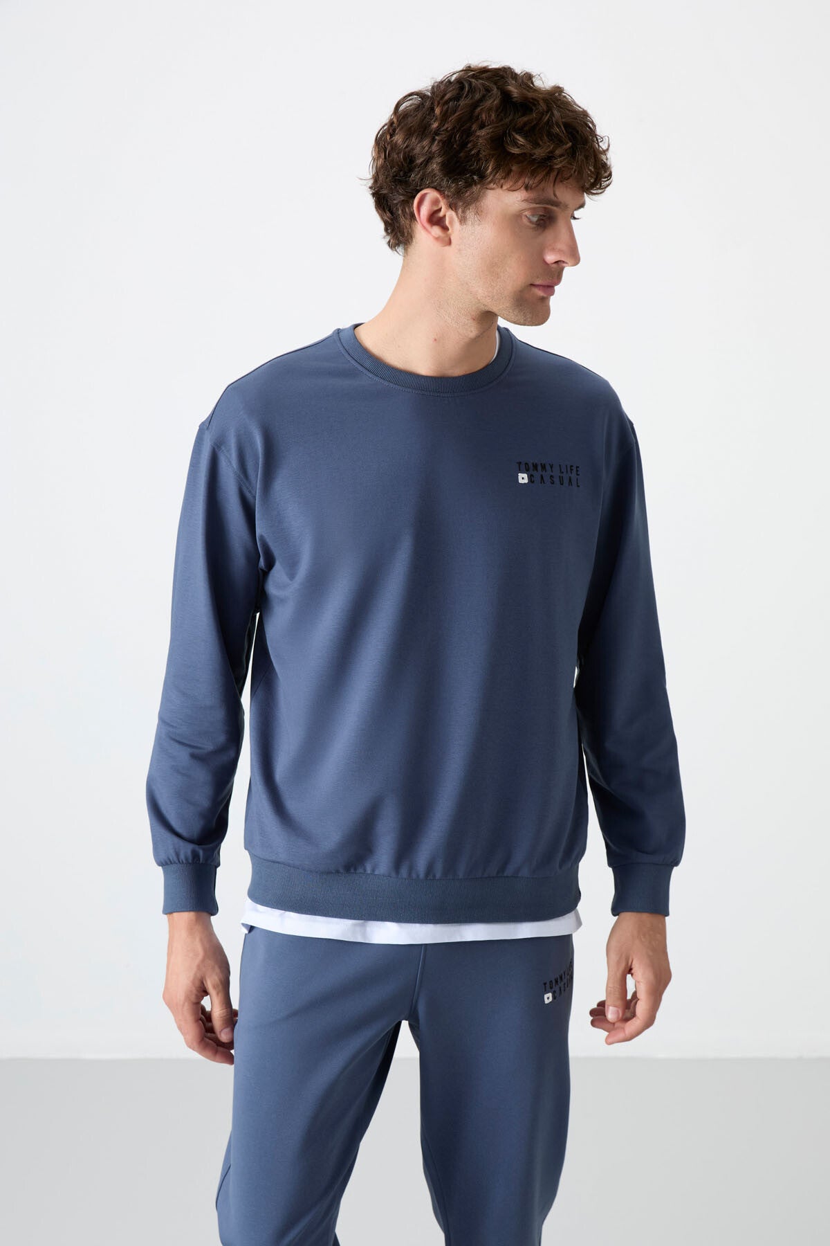 Petrol Casual O Neck Elastic Cuffed Cotton Men's Oversize Tracksuit Set - 85120