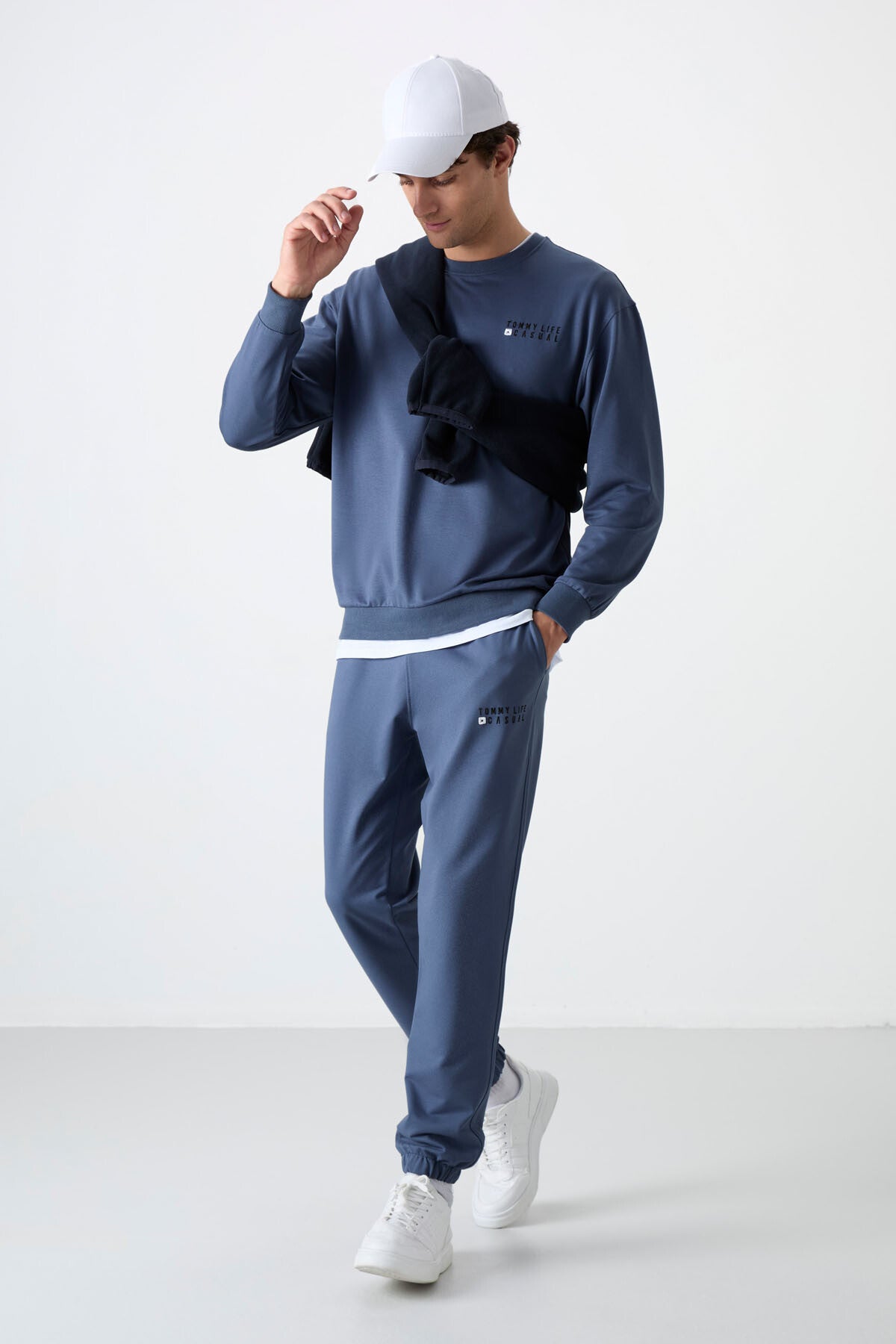 Petrol Casual O Neck Elastic Cuffed Cotton Men's Oversize Tracksuit Set - 85120