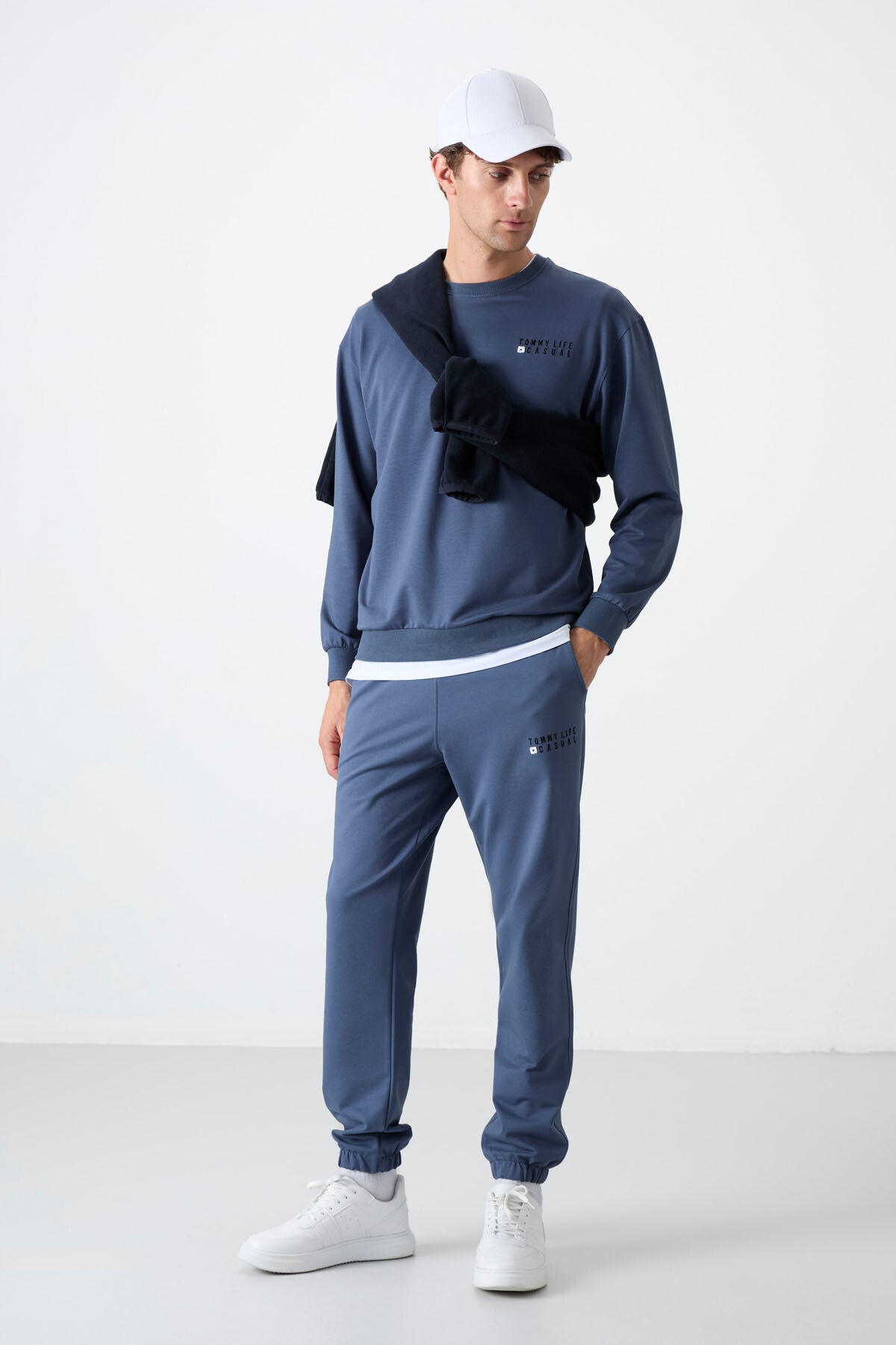 Petrol Casual O Neck Elastic Cuffed Cotton Men's Oversize Tracksuit Set - 85120