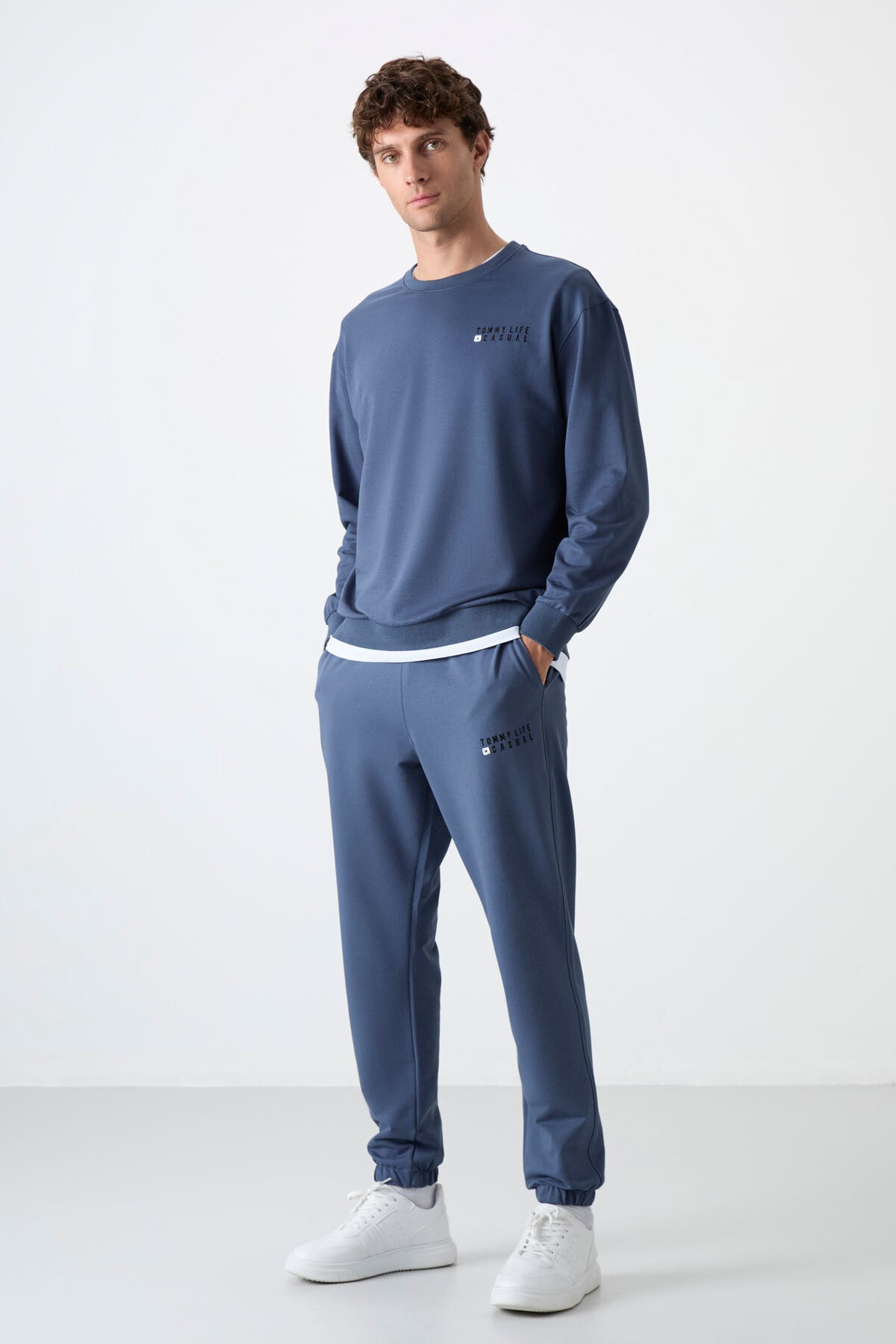 Petrol Casual O Neck Elastic Cuffed Cotton Men's Oversize Tracksuit Set - 85120