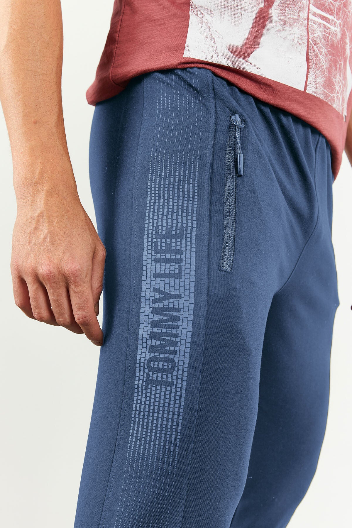 Petrol Zippered Printed Standard Mold Jogger Men's Tracksuit Bottom - 84657