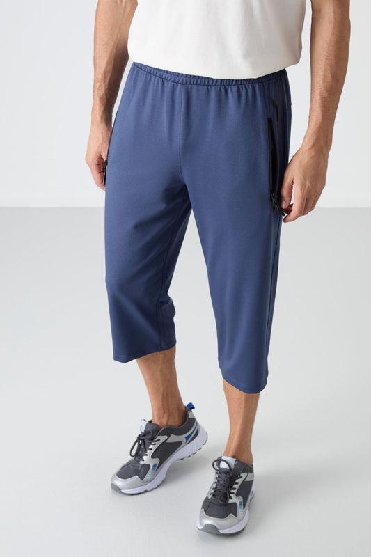 Standard Mold Classic Hem Men's Capri with Petrol Zipper - 83091