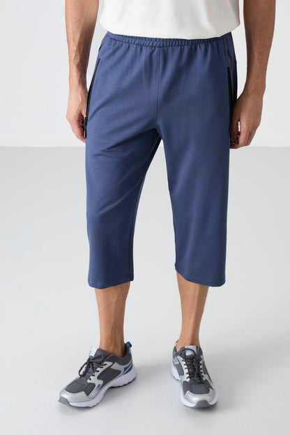 Standard Mold Classic Hem Men's Capri with Petrol Zipper - 83091