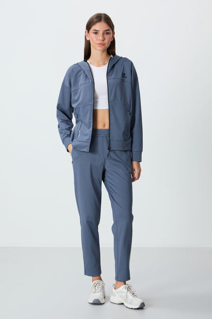 Petrol Hooded Hidden Pocket Detailed Standard Cut Women's Tracksuit Set - 95306