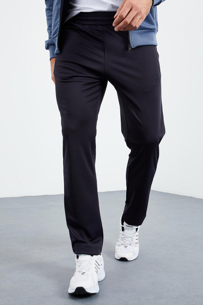 Petrol - Navy Blue High Collar Zippered Standard Fit Classic Cuff Men's Tracksuit Set - 85162