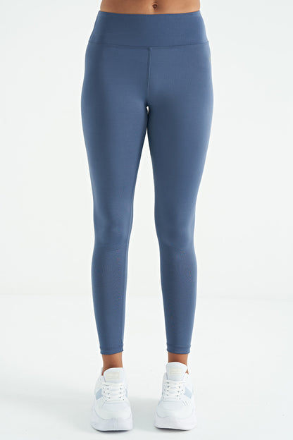 Petrol Logo Print Detailed High Waist Scuba Fabric Slim Fit Women's Tights - 94627