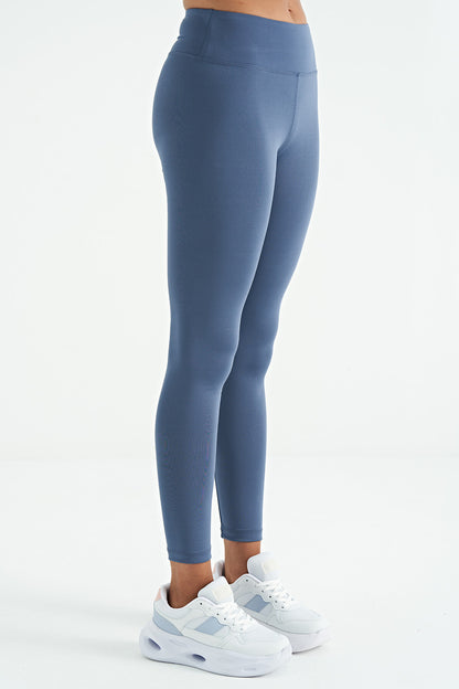 Petrol Logo Print Detailed High Waist Scuba Fabric Slim Fit Women's Tights - 94627