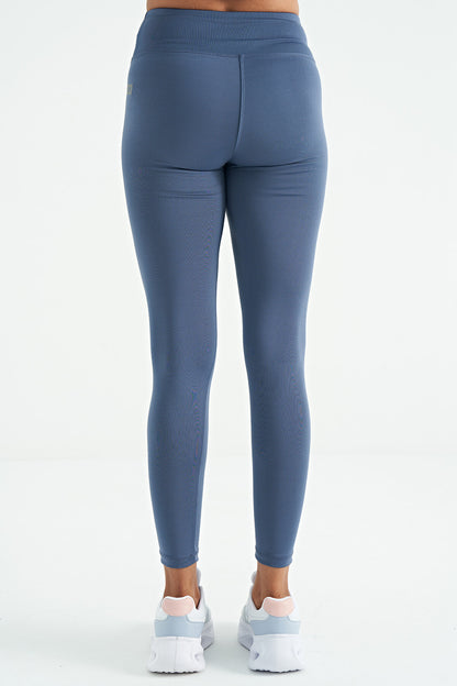 Petrol Logo Print Detailed High Waist Scuba Fabric Slim Fit Women's Tights - 94627