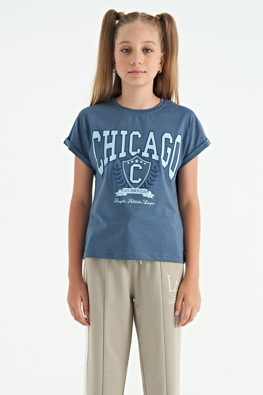 Petrol O Collar Low Shoulder Comfort Fit Short Sleeve Girl's T-Shirt - 75128