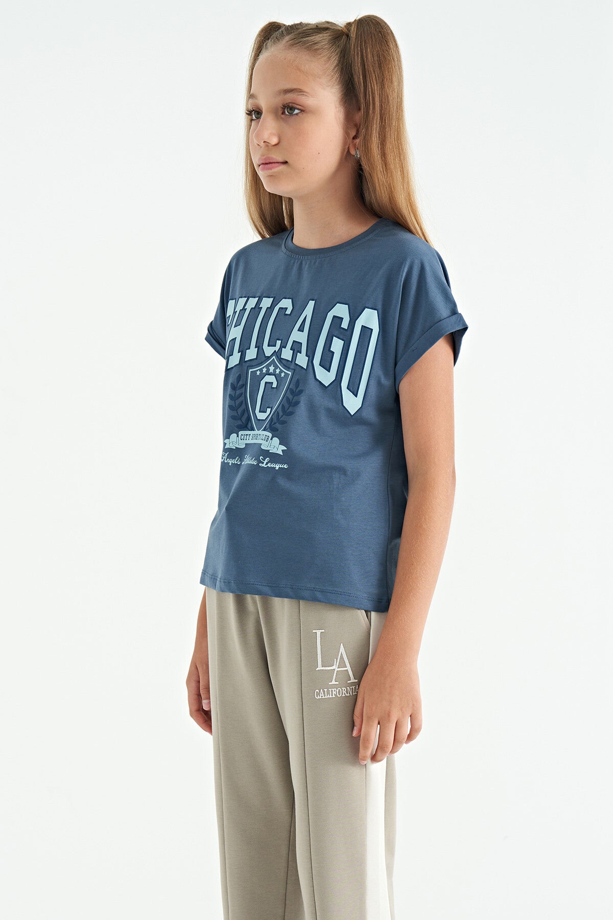 Petrol O Collar Low Shoulder Comfort Fit Short Sleeve Girl's T-Shirt - 75128
