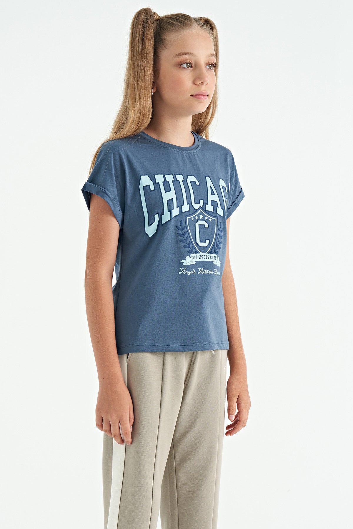 Petrol O Collar Low Shoulder Comfort Fit Short Sleeve Girl's T-Shirt - 75128
