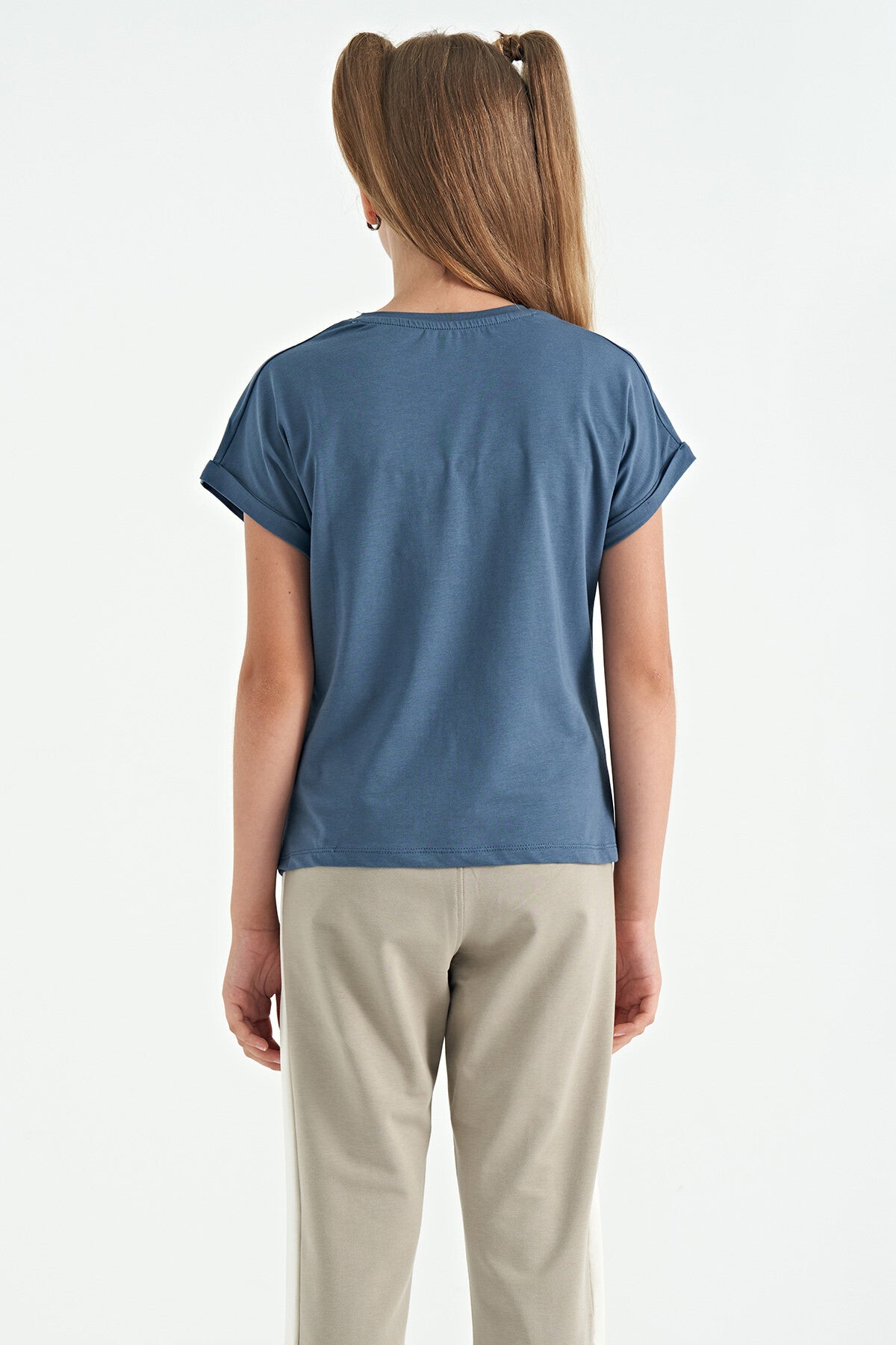 Petrol O Collar Low Shoulder Comfort Fit Short Sleeve Girl's T-Shirt - 75128