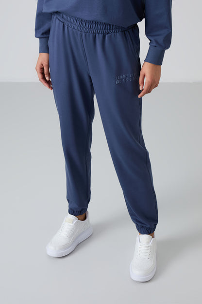 Petrol Basic Cotton O Collar Oversize Elastic Cuff Women's Tracksuit Set - 95287