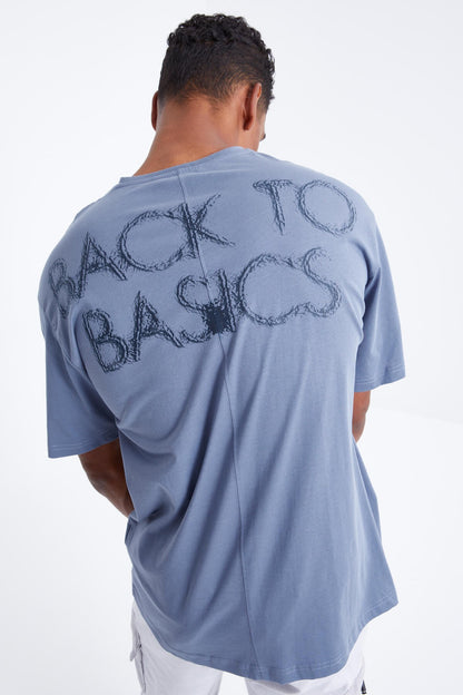 Petrol Back Print O Collar Men's Oversize T-Shirt - 88100