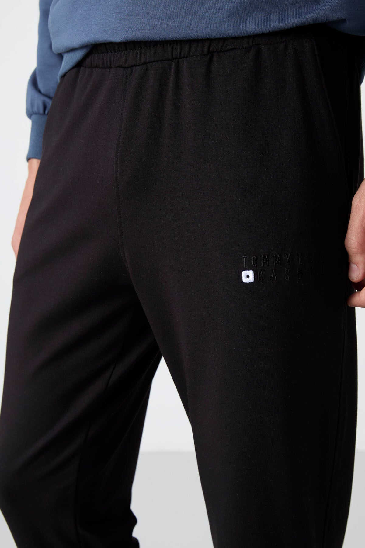 Petrol - Black Casual O Collar Elastic Cuffed Cotton Men's Oversize Tracksuit Set - 85120