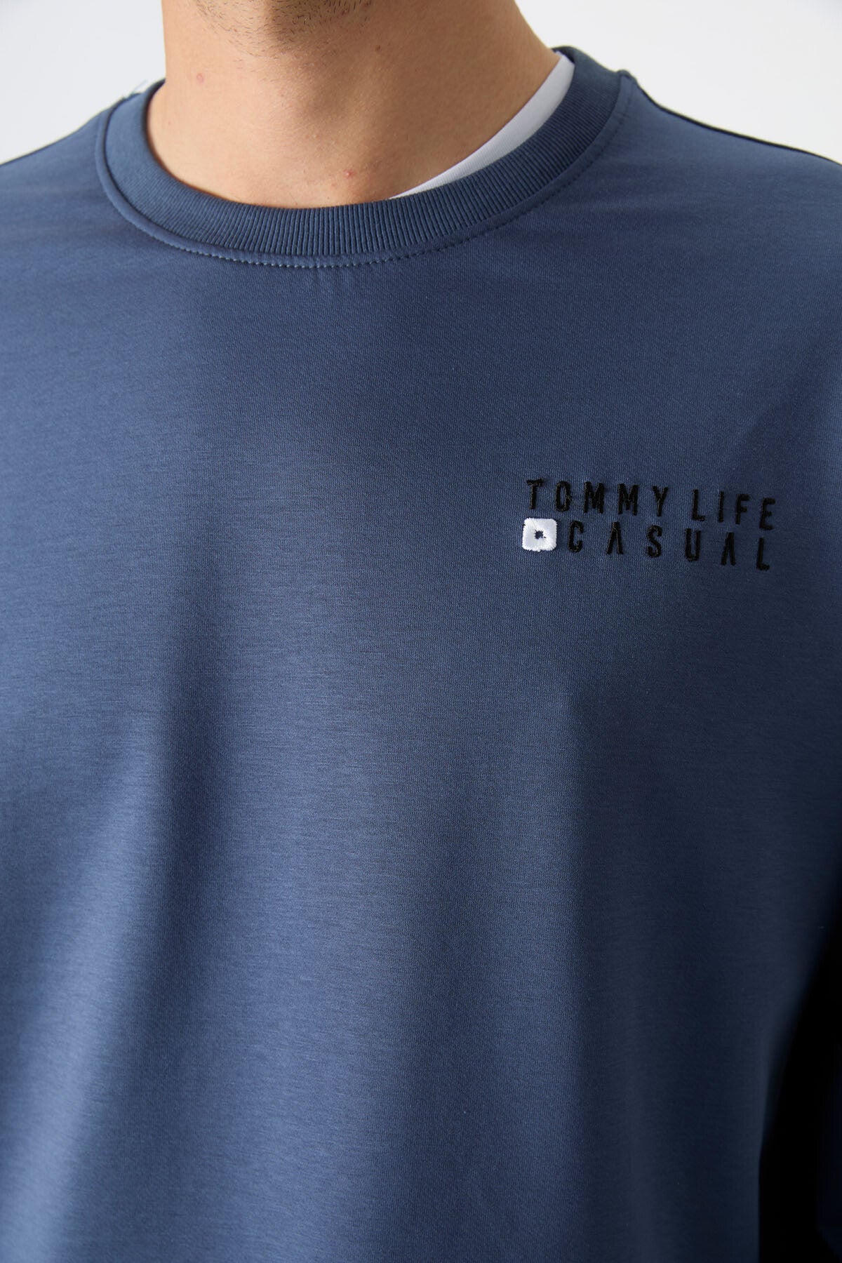 Petrol - Black Casual O Collar Elastic Cuffed Cotton Men's Oversize Tracksuit Set - 85120