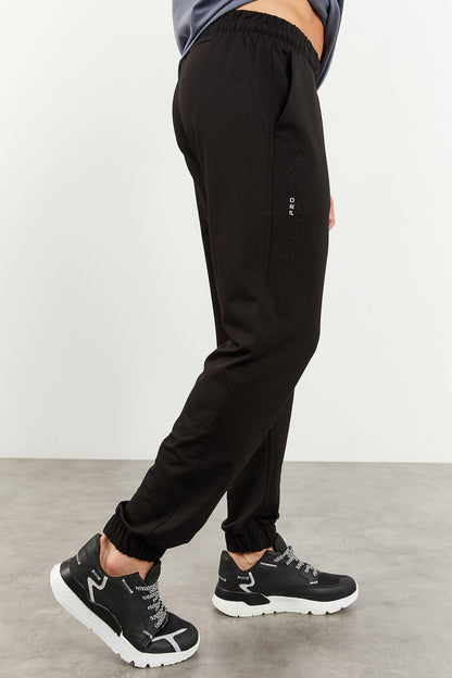 Petrol - Black Hooded Kangaroo Pocket Elastic Cuff Men's Oversize Tracksuit Set - 85117