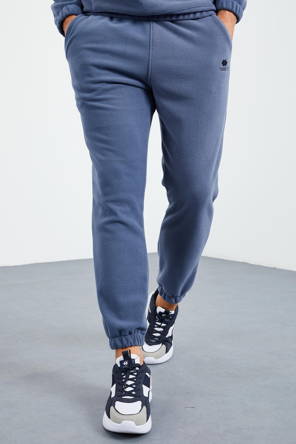 Petrol Half Zipper High Collar Elastic Cuff Polar Men's Tracksuit Set - 85159