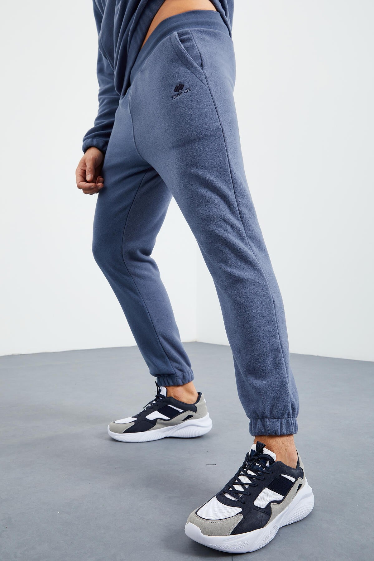 Petrol Half Zipper High Collar Elastic Cuff Polar Men's Tracksuit Set - 85159