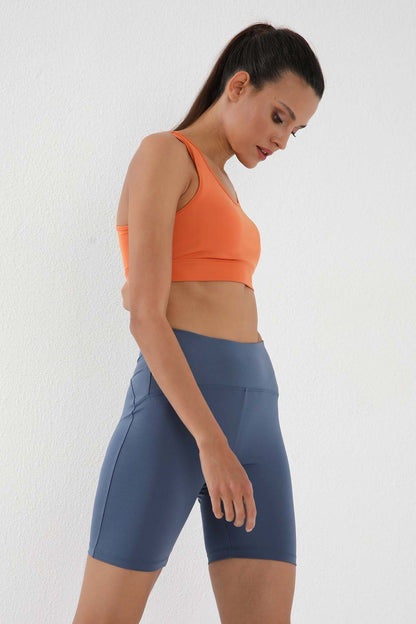 High Waist Wrap-up Short Biker Women's Tights - 91007