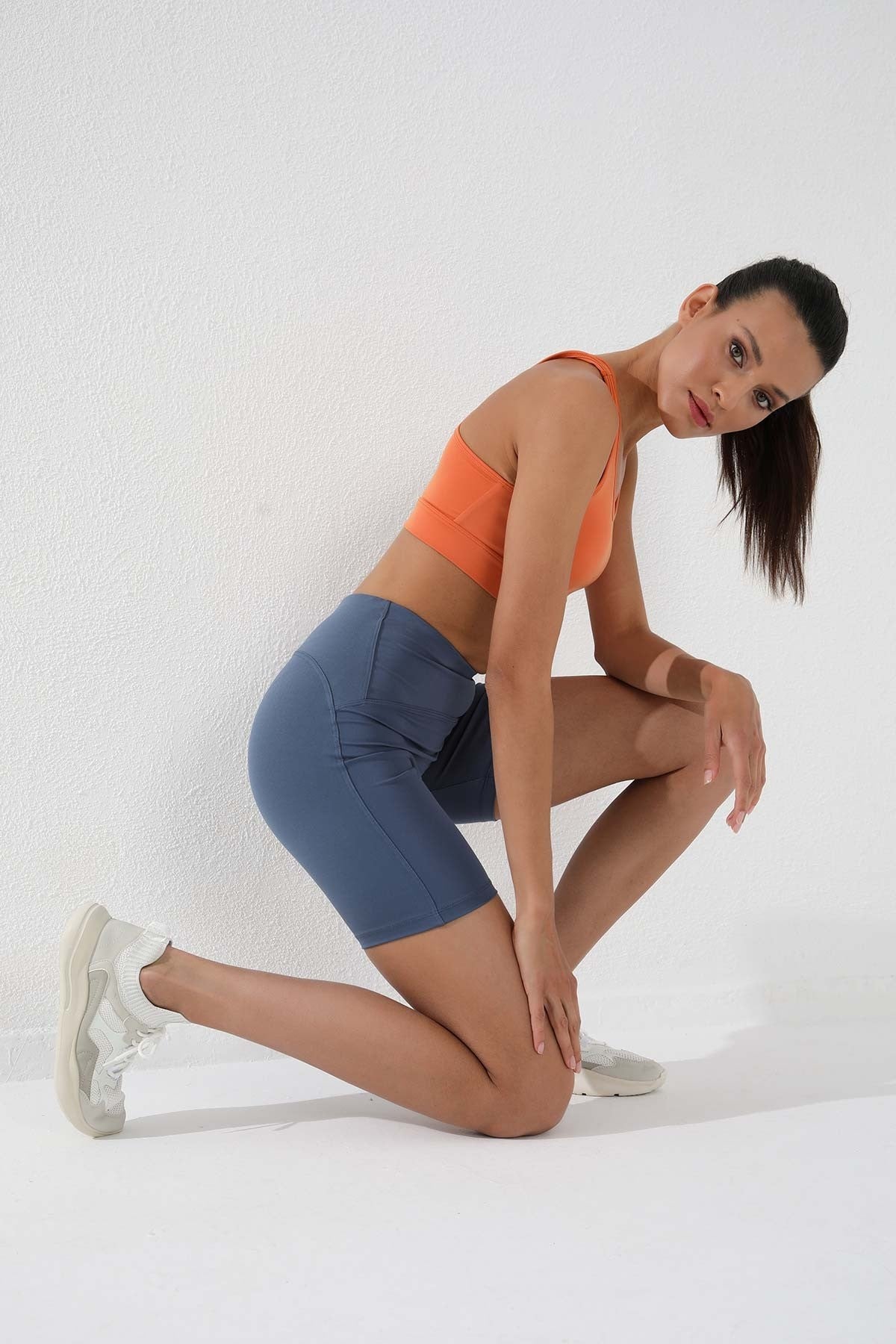 High Waist Wrap-up Short Biker Women's Tights - 91007