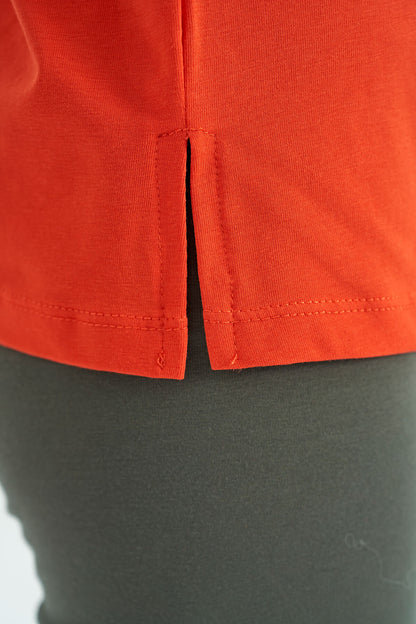 Orange O Collar Printed Drop Shoulder Oversize Girl's T-Shirt - 75115
