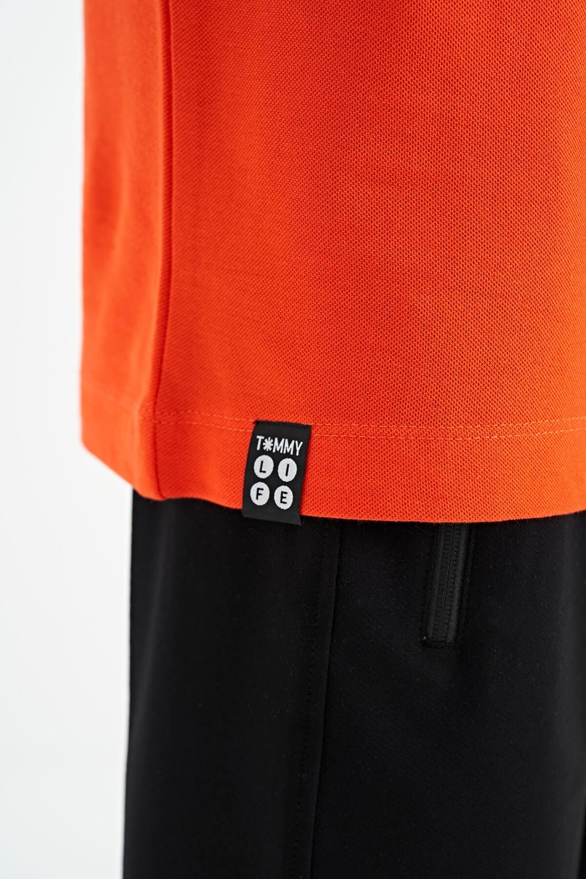 Orange Front Detailed Printed Standard Fit Polo Collar Boys T-Shirt - 11102
