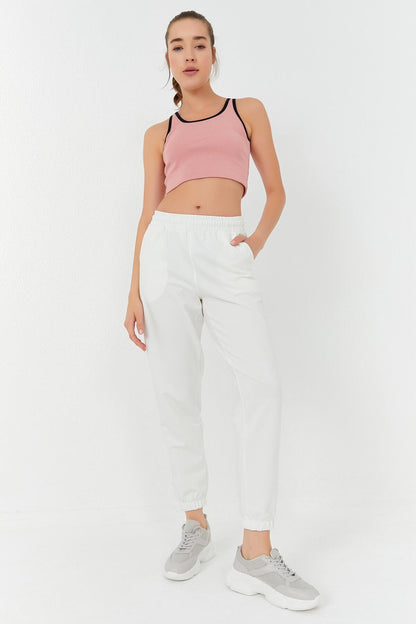 Pudra Basic Zero Sleeve Narrow Cut U Collar Women's Crop Top Singlet - 97162