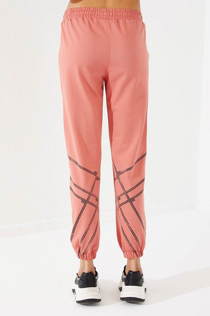 Powder Line Printed Comfort Fit Elastic Cuff Women's Tracksuit Bottom - 94585