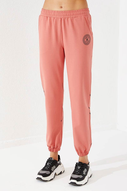 Powder Line Printed Comfort Fit Elastic Cuff Women's Tracksuit Bottom - 94585